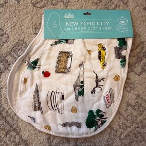 Little Hometown New York City Baby Burp Cloth and Bib 2 in 1